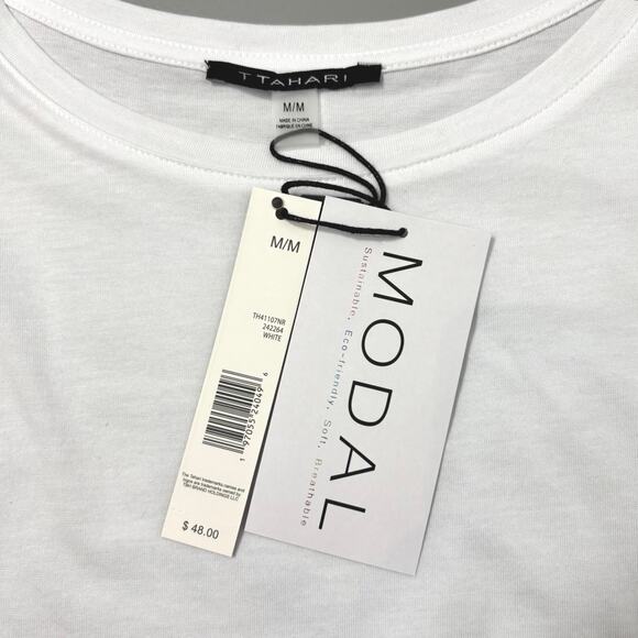 Tahari Crochet Lace Short Flutter Sleeves White Eyelet - Picture 3 of 7